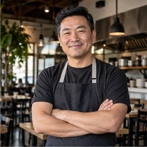 Restaurant owner in his dining room